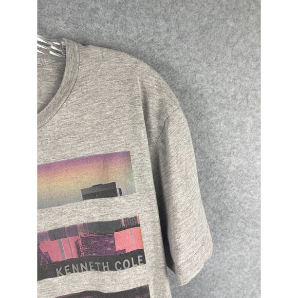 Kenneth Cole T Shirt Mens L Gray City View Skyline Retro‎ Style Short Sleeve - Picture 4 of 9